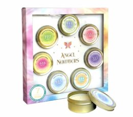 Set de 7 velas aromáticas en lata números angélicos 111 a 777