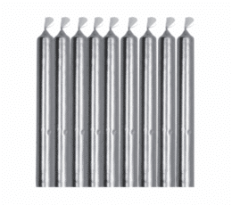 Vela plateada, pack 9 uds, 10 x 1 cm